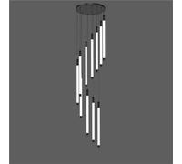 Large Entryway Foyer Staircase, High Ceilings, Long Tube Hanging Light, Black Farmhouse Linear Chandelier for Living Room, Dining Table, Hall (12 Lights)(Black,12 Ligh