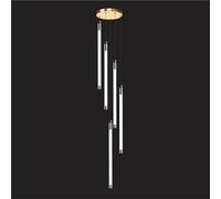 Large Entryway Foyer Staircase, High Ceilings, Long Tube Hanging Light, Black Farmhouse Linear Chandelier for Living Room, Dining Table, Hall (12 Lights)(D,5 Lights)