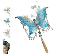 Large Fairy Wing Hair Clips, Butterfly & Beaded Design Hair Claws for Hairstyles, Butterfly Tassel Hairs Clip, for Wedding, Christmas, Cosplay (Blue)