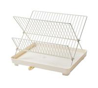 Large Folding Dish Drying Rack with Drainboard，2 Tier Dish Rack for Kitchen Counter，Foldable Space-Saving Design Drying Rack for Dishes, Plates, and Cups(bianca)