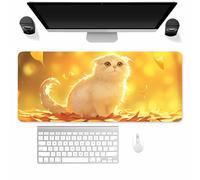 Large Gaming Mouse Mat Golden Cat, mouse Pad 800x400mm, Computer Keyboard Mousepad Extended Desk Mat, Soft Smooth Surface and Anti-Slip Rubber Base for Office/gaming