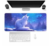 Large Gaming Mouse Mat Snowflake Cat, mouse Pad 800x400mm, Computer Keyboard Mousepad Extended Desk Mat, Soft Smooth Surface and Anti-Slip Rubber Base for Office/gaming
