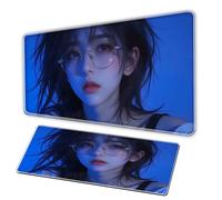 Large gaming mouse pad, XXL mousepad for girls anime mousepad - rubber base waterproof and anti slip - fine edges - suitable for home and office computer accessories (D, 90-40-3C)