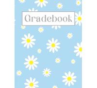 Large Grid Teacher Gradebook • Record, Attendance, Grade Book for Elementary, Middle, or High School Teachers • Large Print Squares (Blue Daisy): 8.5" x 11"