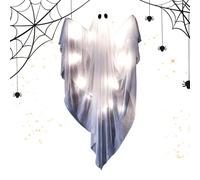 Large Halloween Ghost - Light Up Hanging Decor, Life-Size 120cm Scary Glowing Ghost Figurine with Sounds | Indoor Outdoor Halloween Decoration for House, Yard, Porch, Window, Door & Party Haunted Room