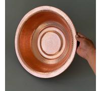 Large Handmade Copper Basin, 100% Handcrafted Brass, Traditional Hammered Bowl for Food Mixing Serving Home Use(A,Medium)