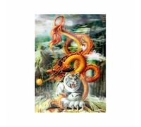 Large High Def 3D Pic - Gold Dragon White Tiger