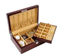 Large Jewelry Boxes, 2-Layer Jewellery Chest with Velvet And Lock, for Watch Necklace Ring Earring Bracelet Jewelry Box for Women