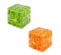 Large Labyrinth 3D Puzzle Maze Cube Engaging Brain Teaser Toy for Adults and Kids Challenging Logic Puzzle Ball Stress Relief Fidget Cube IQ Training and Cultivate Logical Thinking (2PCS-E)