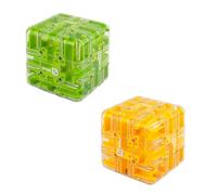Large Labyrinth 3D Puzzle Maze Cube Engaging Brain Teaser Toy for Adults and Kids Challenging Logic Puzzle Ball Stress Relief Fidget Cube IQ Training and Cultivate Logical Thinking (2PCS-D)