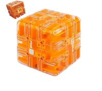 Large Labyrinth 3D Puzzle Maze Cube - Fun Brain Teaser Ball Cube, Colorful 3D Labyrinth Game for Kids & Adults, Spatial Imagination & Patience Training Gift (Orange)