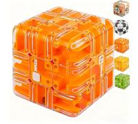 Large Labyrinth 3D Puzzle Maze Cube, Puzzle Maze Cube Challenging Logic Puzzle Ball for Adults Teens (Orange)