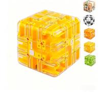 Large Labyrinth 3D Puzzle Maze Cube, Puzzle Maze Cube Challenging Logic Puzzle Ball for Adults Teens (Yellow)
