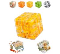 Large Labyrinth 3D Puzzles Maze Cube, 3D Magic Cube Maze Ball Puzzle, Engaging Brain Teaser Toy, Spatial Awareness Brain Training, Spatial Logic Puzzle for Kids and Adults (Yellow)