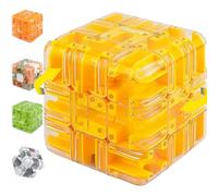 Large Labyrinth 3D Puzzles Maze Cube - Engaging Brain Teaser Toy, Maze Cube, Puzzle Ball, Resistant to Falling, Improve Concentration, Spatial Logic Puzzle for Kids and Adults (Yellow)