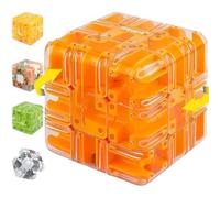 Large Labyrinth 3D Puzzles Maze Cube - Engaging Brain Teaser Toy, Maze Cube, Puzzle Ball, Resistant to Falling, Improve Concentration, Spatial Logic Puzzle for Kids and Adults (Orange)
