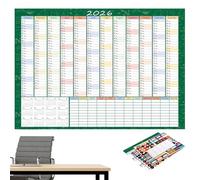 Large Laminated Year Planner - Reusable Annual Wall Chart, Full Year Planning Chart, YearsCalendar | Writable Goal Setting Planner | Full Years Wall Calendar - For Living Room Bedroom Study Dorm Apart