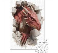 Large Mature Dragos Crawling Out of Cracks And Rubble 38x26cm/1000pcs - Puzzle Per Adulti GioGattotolo Fai-da-te