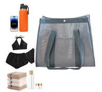 Large Mesh Beach Bag, Reusable Outdoor Storage Tote, 21.65x6.3in Authentic Mesh Travel Bag, Spacious Design, Easy-Clean Material Vacation, Camping, Lake, Family Use