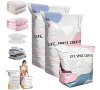 Large No-Pump 3D Vacuum Storage Bags 3-Sec Fast Compression, Press & Seal Roll-Up Compression Bags, Thickened Reusable Space Saver for Clothes, Duvets, Bedding & Travel (M+2L)
