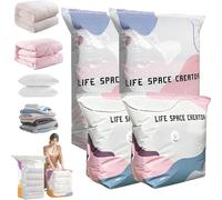 Large No-Pump 3D Vacuum Storage Bags 3-Sec Fast Compression, Press & Seal Roll-Up Compression Bags, Thickened Reusable Space Saver for Clothes, Duvets, Bedding & Travel (2M+2L)