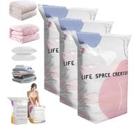 Large No-Pump 3D Vacuum Storage Bags 3-Sec Fast Compression, Press & Seal Roll-Up Compression Bags, Thickened Reusable Space Saver for Clothes, Duvets, Bedding & Travel (3L)