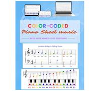 Large-note color-coded simple piano sheet music with note names & key positions + APP FOR PRACTICE: Piano sheet music with colors, note names & key ... with app (iOS, Android, laptop) for practice.