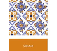 LARGE NOTEBOOK RETRO ORANGE/BLUE PRINT: 8.25 x 11" - 200 pages