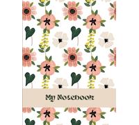LARGE NOTEBOOK RETRO WHITE FLOWER PRINT: 200 pages, 8.25x11" LARGE HARDCOVER NOTEBOOK FOR WOMEN, TEENS AND GIRLS