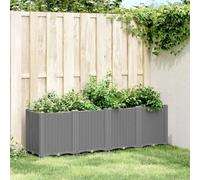 Large Outdoor Planter Box 160x40x53 cm Light Gray PP Modular Rattan Design for Garden Patio Terrace Climbing Plants Vegetables Flowers