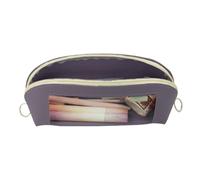 Large Pencil Case, Leather Organizer, 9.25 Inches Clear Window Storage with Capacity, Stationery Zipper Container for School Travel Use, Khaki, Green, Pink, Violet