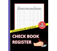 Large Print Checkbook Register: 8.5x11 Inch Easy-Read Check Register with 17pt Font - Senior-Friendly, Oversized Transaction Ledger with 110 Pages