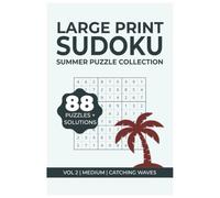 Large Print Sudoku: Catching Waves (Medium) Summer Edition Puzzle Book with 1 Puzzle Per Page & Full Solutions: Brain Games to Boost Mental Memory and Keep an Active Mind