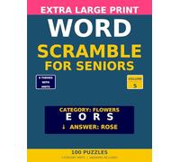 Large Print Word Scramble for Seniors: 100 Fun Themed Puzzles with Hints and Answers - Fruits, Countries, Sports and More