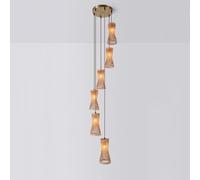 Large Rattan High Ceiling Foyer Woven Bamboo Long Chandelier Stairway Entryway Boho Pendant Light Farmhouse Rustic Wicker Hanging Lamp for Stairwell Living Room