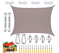 Large Rectangle Garden Sun Shade Sail Canopy Waterproof Outdoor Awning with 98% UV Block and Fixing Kit Ideal for Patio and Beach Use