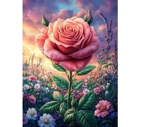 Large Rose in A Blooming Meadow Puzzle 1000 Pezzi Gioco Familiare Relax Scenery Science Fiction Rompicapo Per Adulti Idea Regalo Natale Per Tutta La Famiglia 1000 PCS