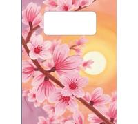 Large Sakura Sunset Journal - Lined Writing Notebook with Pencil-Drawn Cherry Blossom Branch (8.5” x 11”, 110 Pages)