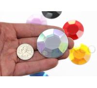 Large Self Adhesive Acrylic Cosplay Gem Flat Back Plastic Stick On Rhinestone for Cosplay Costumes, Scrapbooking, Props, Crafts Embelishments Sticker 1PC (45mm Crystal AB H702)