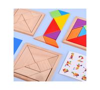 (Large)Set puzzle tangram in legno per bambini con pezzi grandi e piccoli per imparare divertimento
