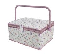 Large Sewing Basket 9.45x6.89x5.91 Inches| Multi-Compartment With Removable Tray Handle,Vintage Print Sewing Accessories Organizer - For Women Adults Beginners Professionals Mending Quilting Crochet