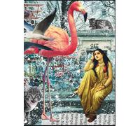 Large Size Black Unruled Interiors Notebook; A4, 80 Pages; For Sketching, Collage, Scrapbooking: Raja Ravi Varma Series Collage Design 2