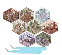 Large Size DIY 3D House Stickers,DIY 3D Sticker Scene,Isometric Room Stickers,Cute Fun Korean Sticker Scenes for Adults,Your Own Supermarket|Coffee Shop|Restaurant|Bookstore (Regular 2set)