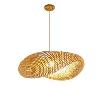 Large Size Elegant Chandelier Wicker Hand-Woven Pendant Woven Lamp Shade Hanging Light for Kitchen Island, Living Dining Room, E27(50cm)