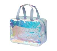 Large Stars Transparent Makeup Bag With Portable PVC Waterproof Toiletry Cosmetic Organized Clear Travel Bag(Blue)