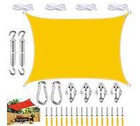 Large Waterproof Garden Rettangle Sun Shade Sail Canopy with Fixing Kit UV Block Awning for Outdoor Patio and Beach