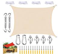 Large Waterproof Sun Shade Sail Canopy with Fixing Kit UV Block Garden Awning for Outdoor Patio and Beach