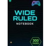 Large Wide Ruled Notebook: 8.5x11 Inch Lined Paper Journal with 300 Pages, Video Gaming Themed Cover, School Composition Book for Kids, Students, and Writing Practice