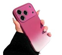 Large Window Colorful Gradient Silicone Soft Case for iPhone 17/16/15/14/13/12 Pro Max with Lens Protection Shockproof Matte Cover. (12 PRO MAX,Red)