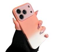 Large Window Colorful Gradient Silicone Soft Case for iPhone 17/16/15/14/13/12 Pro Max with Lens Protection Shockproof Matte Cover. (14 PRO,Orange)